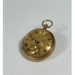A Victorian 18ct gold open face lever fusee pocket watch, the case hallmarked for Chester 1878,