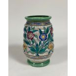 Charlotte Rhead for Crown Ducal, a ribbed cylindrical vase decorated in the Caliph pattern (no.