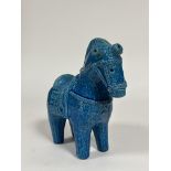 A large Italian Studio Pottery turquoise-glazed model of a horse, probably Bitossi, mid-20th