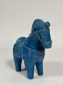 A large Italian Studio Pottery turquoise-glazed model of a horse, probably Bitossi, mid-20th