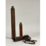 A 19th century three draw brass and mahogany telescope, Spencer, Browning & Rust, London, in a