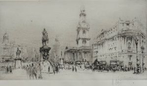 William Walcot R.E. (1874-1943), Trafalgar Square, etching and drypoint, c. 1933, signed in