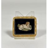 An Italian micro-mosaic brooch, 19th century, the rectangular plaque inlaid with the image of a