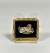 An Italian micro-mosaic brooch, 19th century, the rectangular plaque inlaid with the image of a