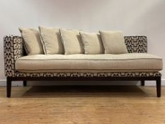 A contemporary designer chaise longue, the frame upholstered in Schumacher Turkish Step cut velvet