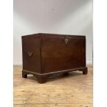 A George III mahogany coffer of country house proportions, of plain oblong form, the moulded top
