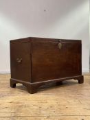 A George III mahogany coffer of country house proportions, of plain oblong form, the moulded top