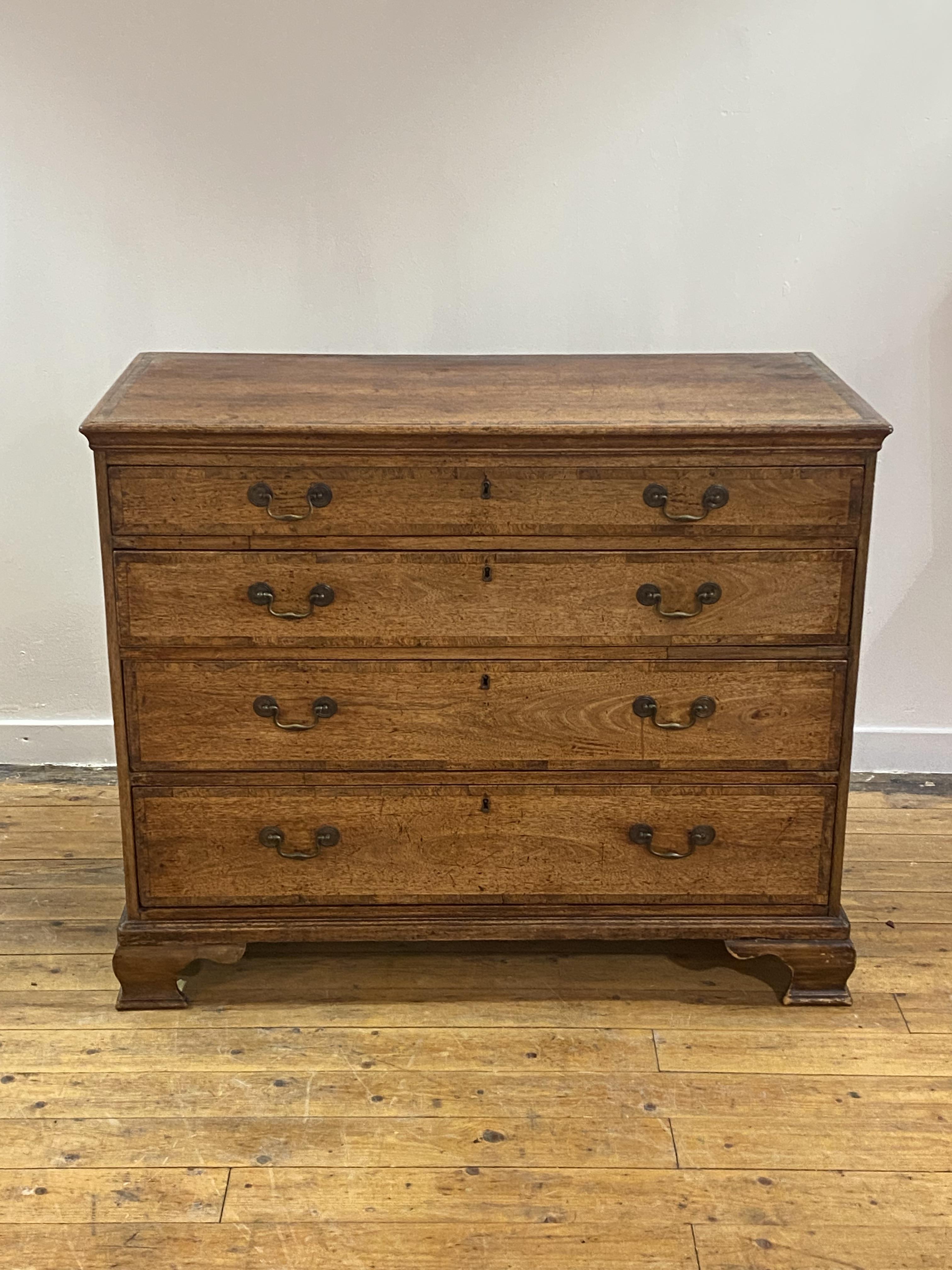 A George III mahogany chest of drawers, fourth quarter of the 18th century, the rectangular top with - Image 2 of 5