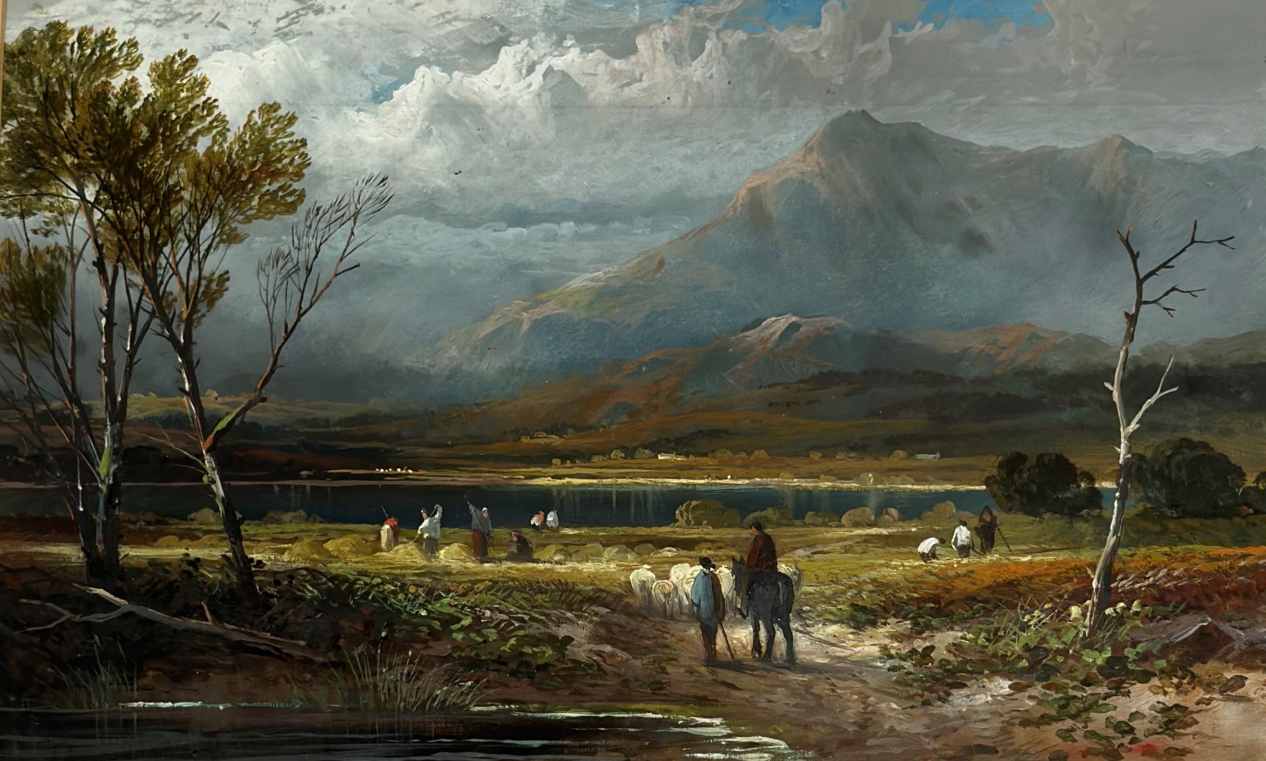 Attributed to J. McIntyre (Scottish, fl. late 19th century), Harvesters by Loch Venachar,