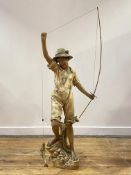 A large Goldscheider pottery figure of a fisher boy, c. 1900, signed Chere