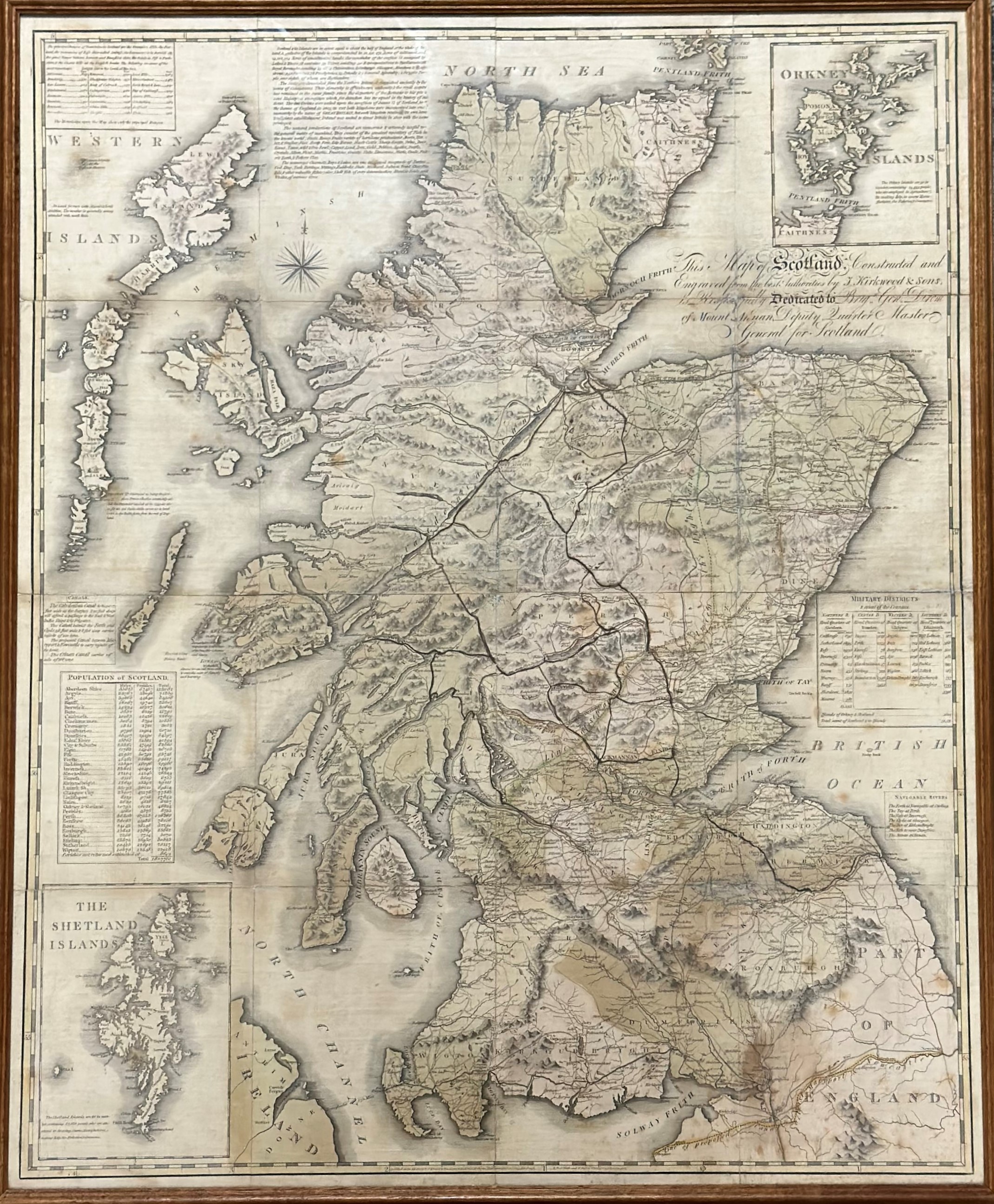 J. Kirkwood & Sons, an engraved map of Scotland, published 1804, framed. 71.5cm by 58cm - Image 2 of 2