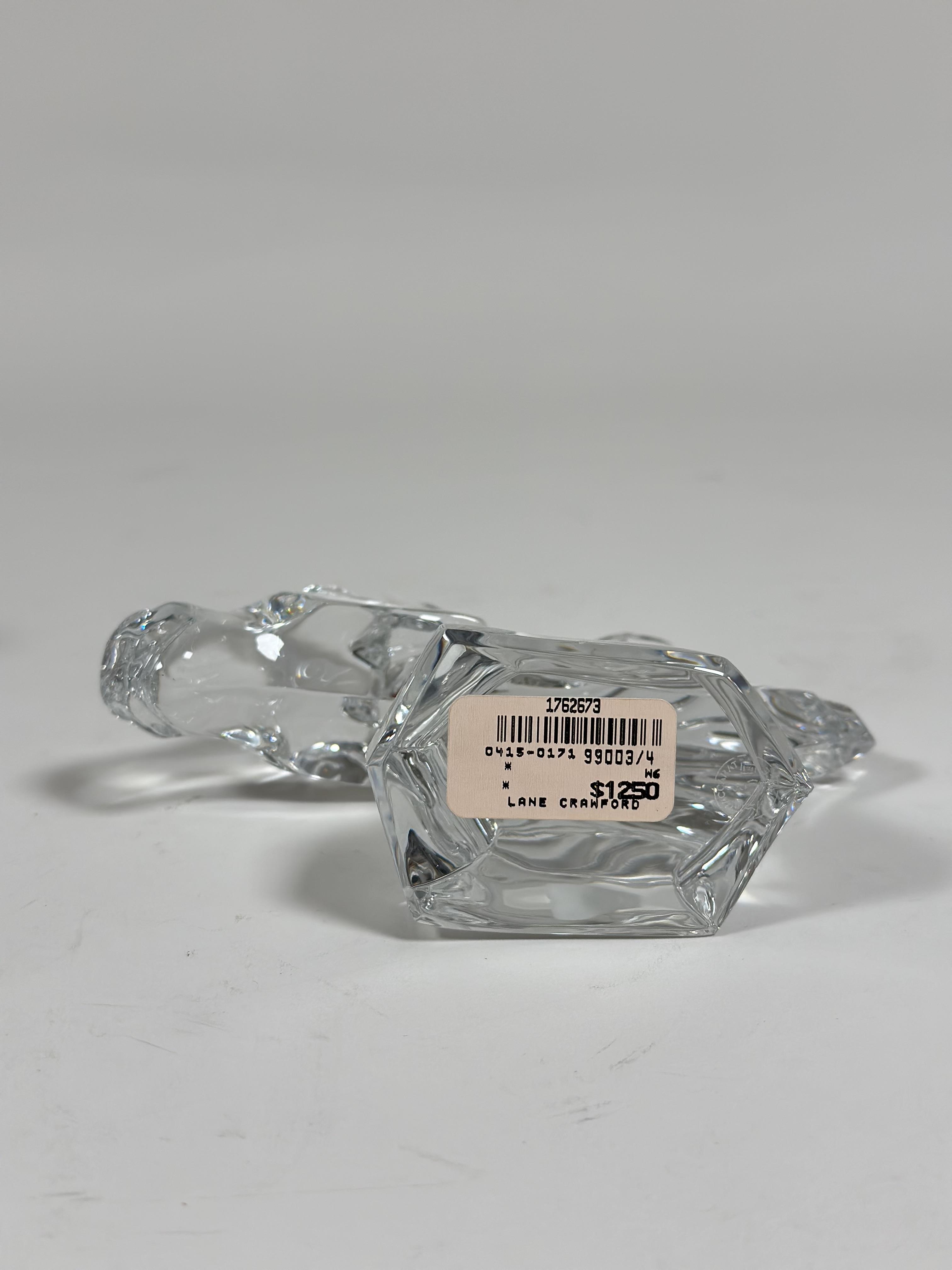 Baccarat: a glass model of a horse's head, with etched marks, paper labels and in original - Image 3 of 4