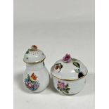 A Herend sugar sifter in the Printemps pattern, the domed cover with floral knop; together with a