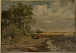 William Miller Frazer R.S.A. (Scottish, 1864-1961), Cattle at Rest by a Burn, oil on canvas, framed.