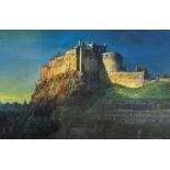 Bob Lees, Summer Evening Light Looking Towards Edinburgh Castle from the Grassmarket, print, paper