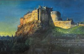 Bob Lees, Summer Evening Light Looking Towards Edinburgh Castle from the Grassmarket, print, paper