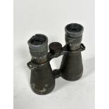 A pair of Zeiss WWII field glasses, aluminium and brass mounted case, FEUGLAS, 4034, damage to top