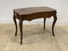 A kingwood bureau plat in the Louis XV taste, first half of the 20th century, of serpentine outline,