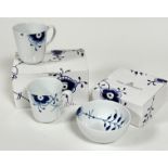 A Danish Royal Copenhagen blue fluted mega bowl, (d 13cm) and a pair of blue fluted mega mugs, (h