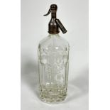 A Cantrell & Cochran moulded glass siphon complete with top, shows no signs of damage, chips or