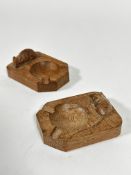 Workshop of Thomas Mouseman, pair of ashtrays, (h 4cm x 10cm x 7.5cm)