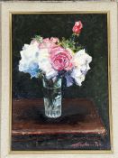 Guillermo Pastor (Spanish) Still Life with Vase of Roses, oil on canvas, signed bottom right,