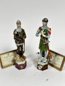 A Renaissance designed Studio Limited figure of a Knight of the Maltese Cross standing on a hound,