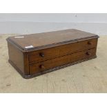 A Victorian walnut table chest of two drawers, H16cm, W56cm, D30cm