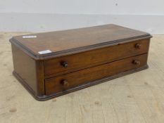 A Victorian walnut table chest of two drawers, H16cm, W56cm, D30cm