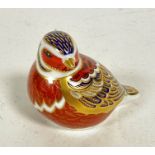 A Royal Crown Derby porcelain desk paperweight in the form of a Partridge, decorated with Pattern 1,