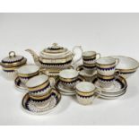 A Duesbury Derby early 19thc part teaset of twenty three pieces including sugar basin (cracked in