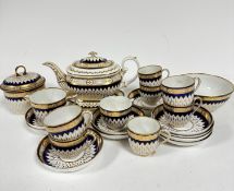 A Duesbury Derby early 19thc part teaset of twenty three pieces including sugar basin (cracked in