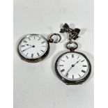 An Edwardian London lady's silver cased open faced pocket watch with enamelled dial and roman