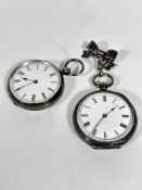 An Edwardian London lady's silver cased open faced pocket watch with enamelled dial and roman