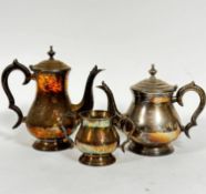 An Epns baluster three piece part teaset including hot water pot (24cm), tea pot and two handled