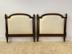 A pair of late Victorian walnut 3' headboards, with fluted pilasters and tapering supports