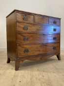 A Scottish Regency mahogany chest of drawers, the top with reeded edge over three short and three