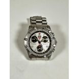 A gentleman's Tag Heure chronograph stainless steel sports wrist watch on stainless steel bracelet