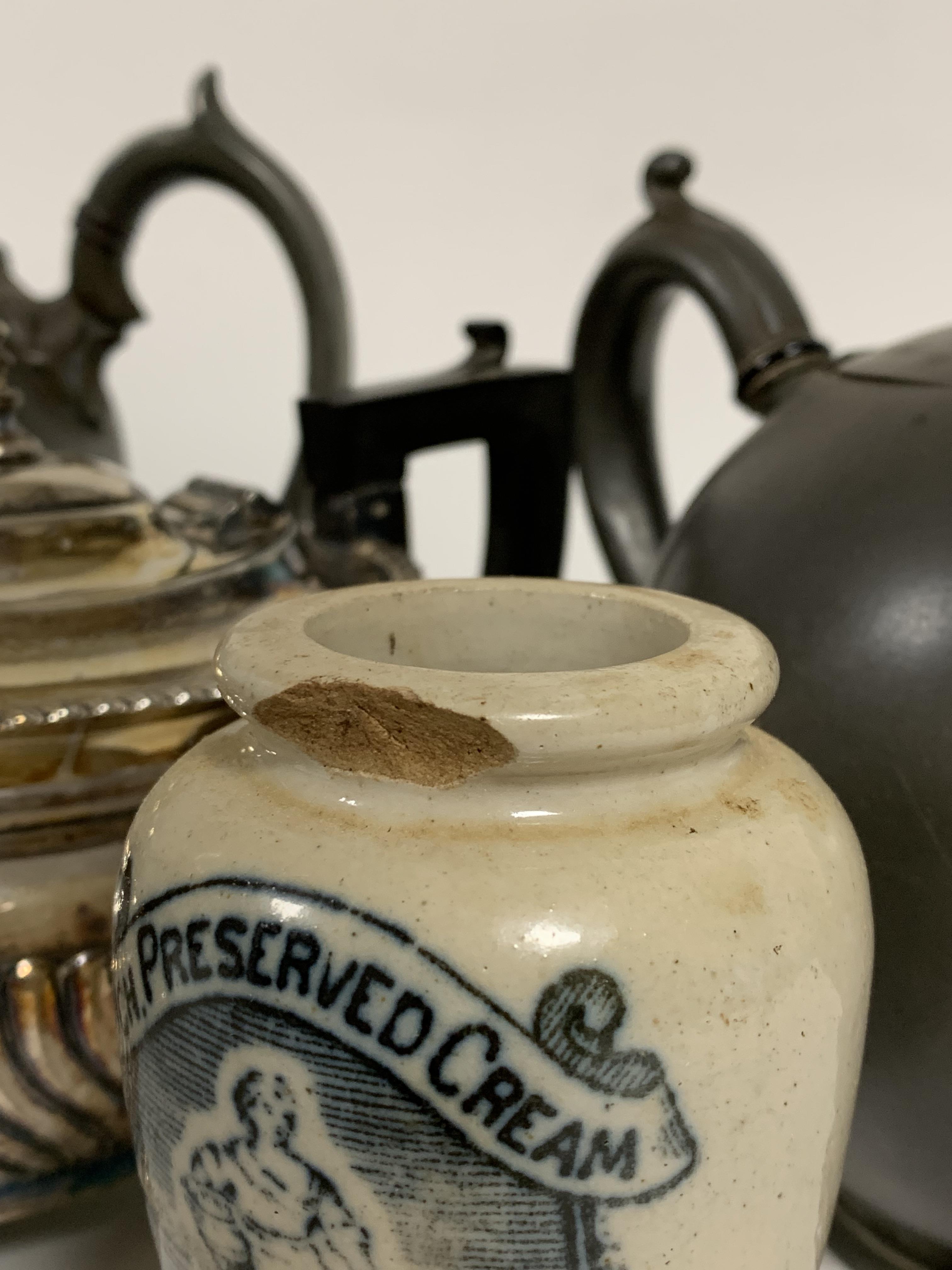 Two Britannia metal 19thc teapots, an Epns gadroon teapot, an Epns ice bucket complete with tongs - Image 2 of 2