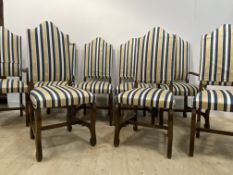 A set of eight (6+2) oak high back dining chairs of 17th century design, the back and seats