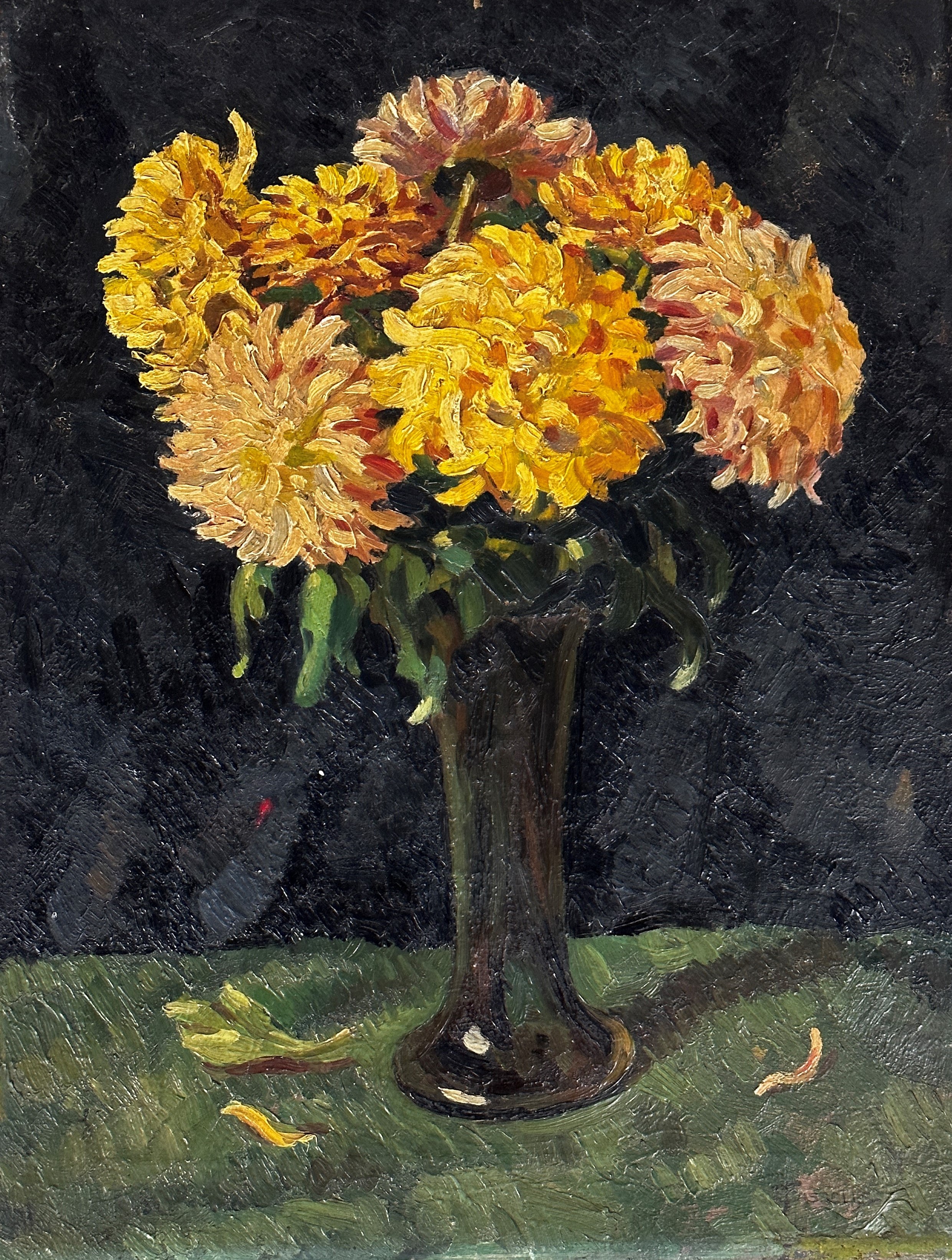 T Cassells, Still Life with Chrysanthemums, oil on canvas, signed bottom right, inscribed verso, (