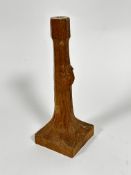 Workshop of Thomas Mouseman, oak carved octagonal tapered lamp base, with moulded top and mouse to