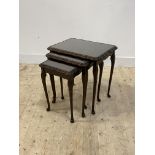 A mahogany nest of three tables, H55cm, 55cm x 42cm