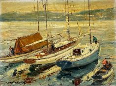 Dod Joay Moreieira, Barcos de Recrero, oil on canvas, unframed, signed bottom left, dated '79,