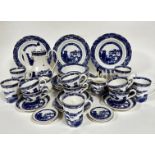 A Wade Ringtons forty five piece willow pattern breakfast set including five dinner plates, (d 21cm)