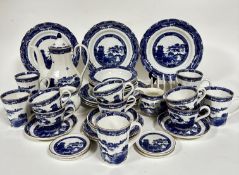 A Wade Ringtons forty five piece willow pattern breakfast set including five dinner plates, (d 21cm)