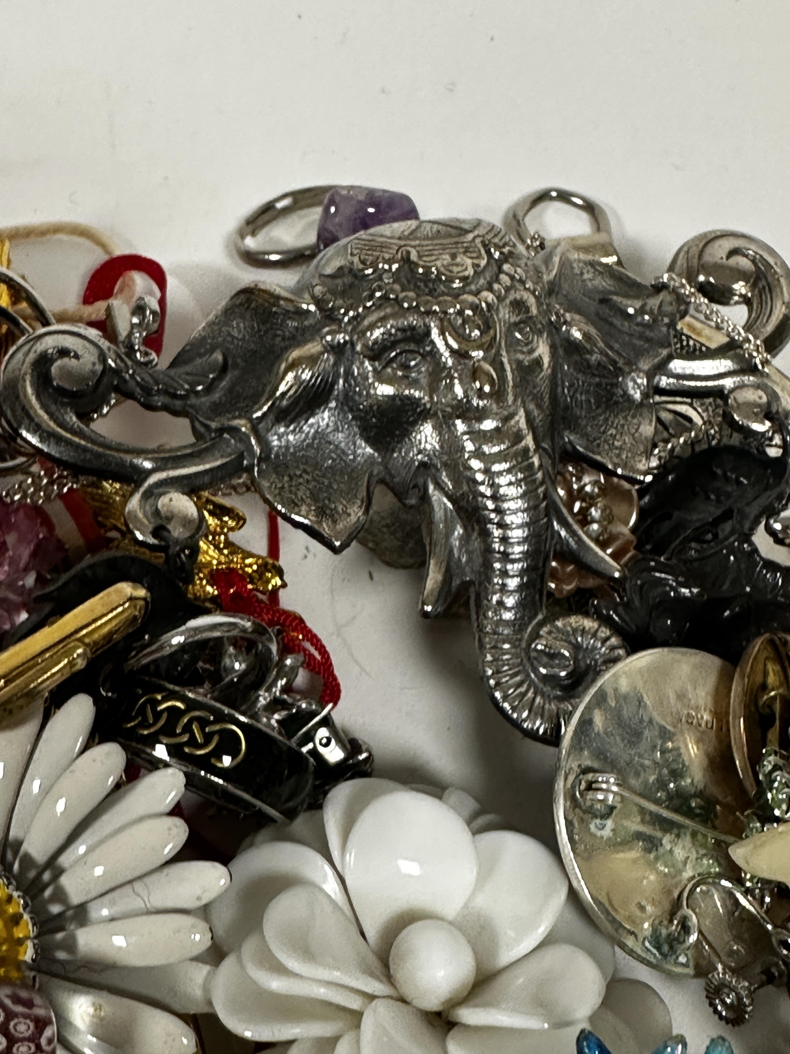 A large collection of costume jewellery including paste pearl necklaces, bead necklaces, enamelled - Image 4 of 7