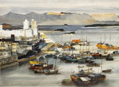 Chinese School, San Pans at the Shore, watercolour, signed and dated '87 lower left, (56cm x