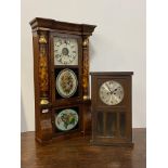 A 19th century American wall clock by Seth Thomas, lacking weights (A/F) together with an early 20th