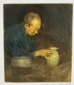 Mortimer Menpes (Australian/British: 1855-1938) A Chinese Potter, engraving with colour, signed